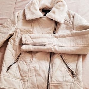 Leather Zippered Beige Jacket